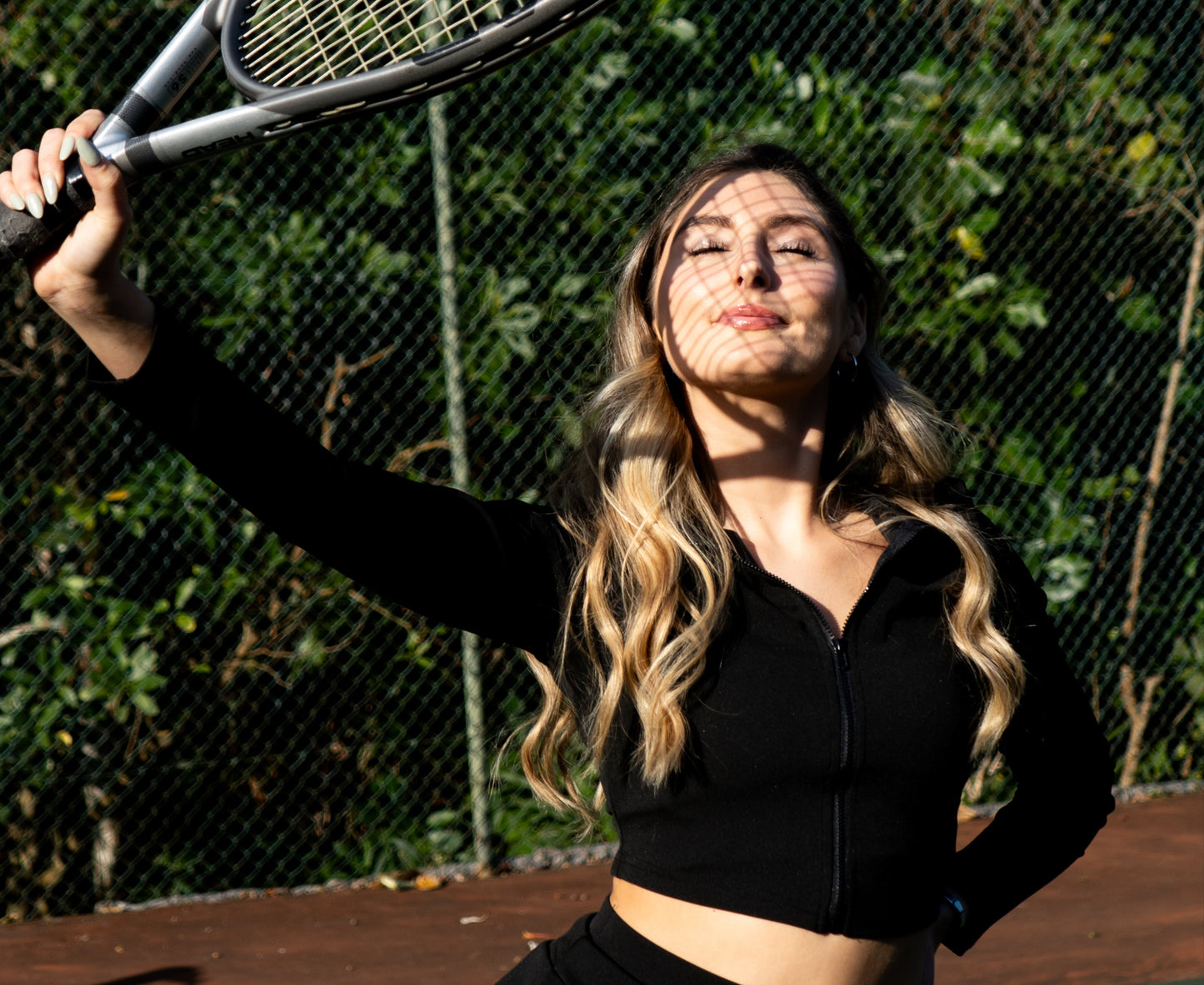 Core Court Black Long Sleeve Crop