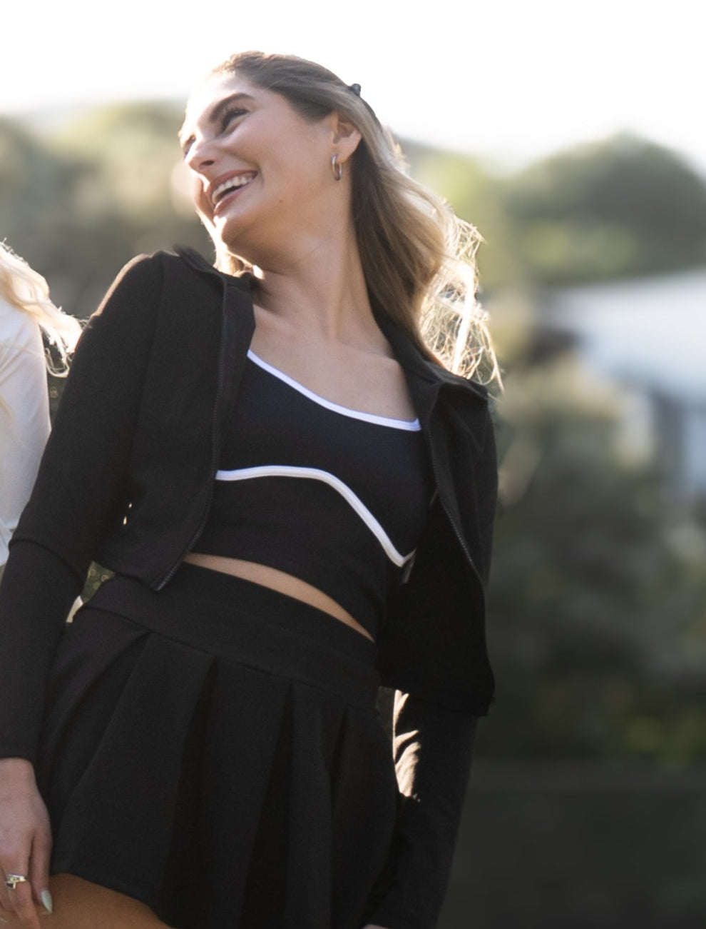 Core Court Black Long Sleeve Crop