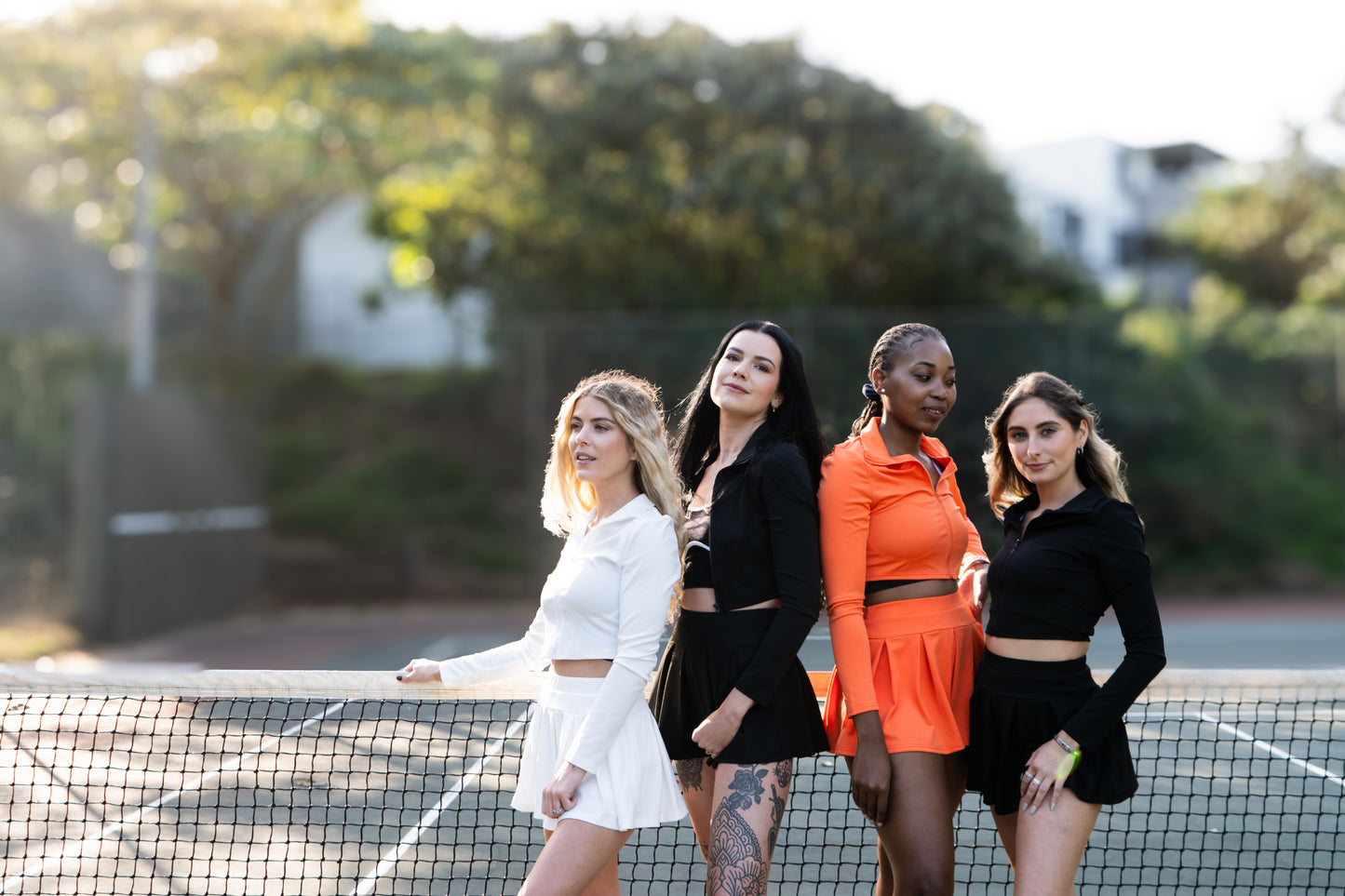 Core Court White Long Sleeve Crop