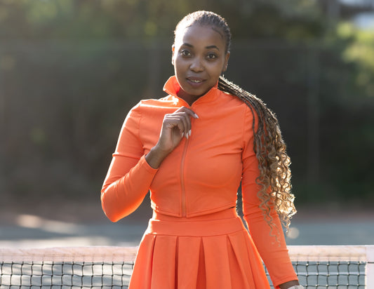 Core Court Orange Long Sleeve Crop