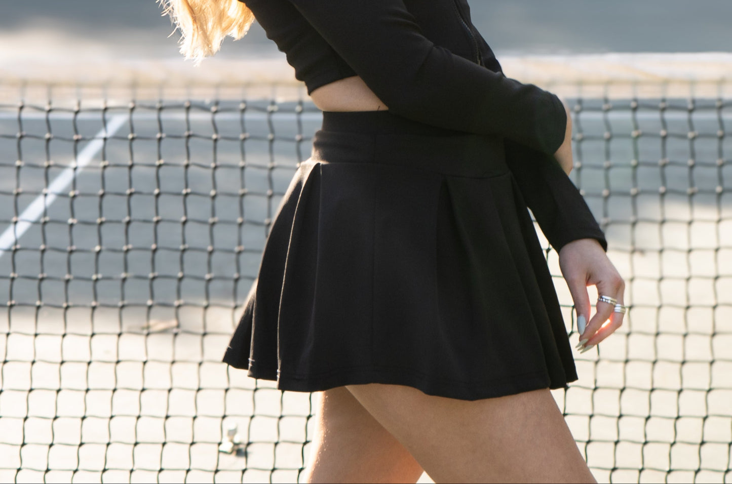Core Court Black Pleated Skirt