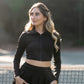 Core Court Black Long Sleeve Crop
