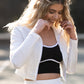 Core Court White Long Sleeve Crop